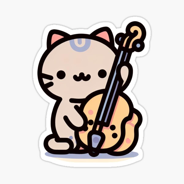 Item preview, Cat plays double bass designed and sold by Kobeko.