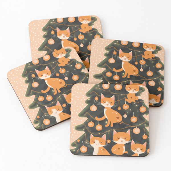 Item preview, Ginger cats inside a christmas tree illustration designed and sold by Photopat.