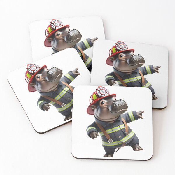 Item preview, Hippopotamus a firefighter's Moo Deng designed and sold by Mimoshi ⭐⭐⭐⭐⭐.