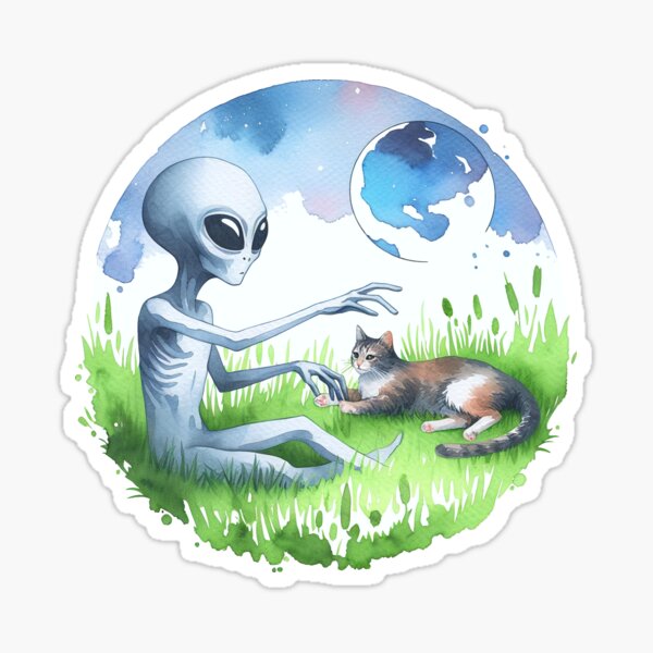Item preview, Alien plays with cat designed and sold by Kobeko.