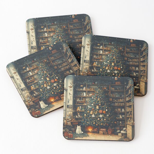 Item preview, Cozy Christmas Library with Cat designed and sold by keomany.