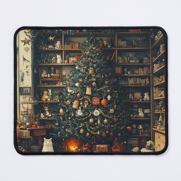 Item preview, Cozy Christmas Library with Cat designed and sold by keomany.
