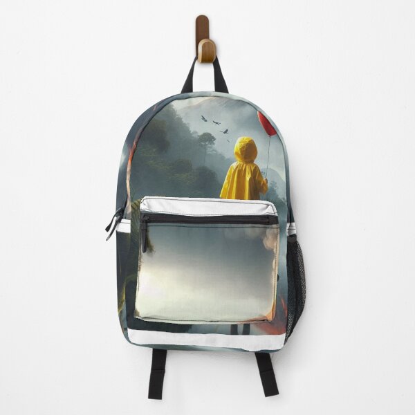 Item preview, Child with Red Balloon Watching Erupting Volcano in Surreal Landscape designed and sold by Aqmean.