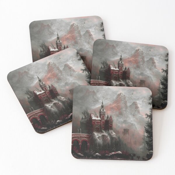 Artikelvorschau, Winterlandschaft mit Schloss im Gebirge - Albert Bredow entworfen und verkauft von darkgothicart.