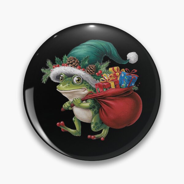 Item preview, Festive Frog with Santa Hat and Christmas Gifts - Holiday Frog Art designed and sold by love3617.