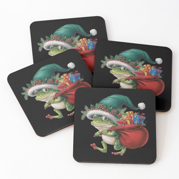 Item preview, Festive Frog with Santa Hat and Christmas Gifts - Holiday Frog Art designed and sold by love3617.
