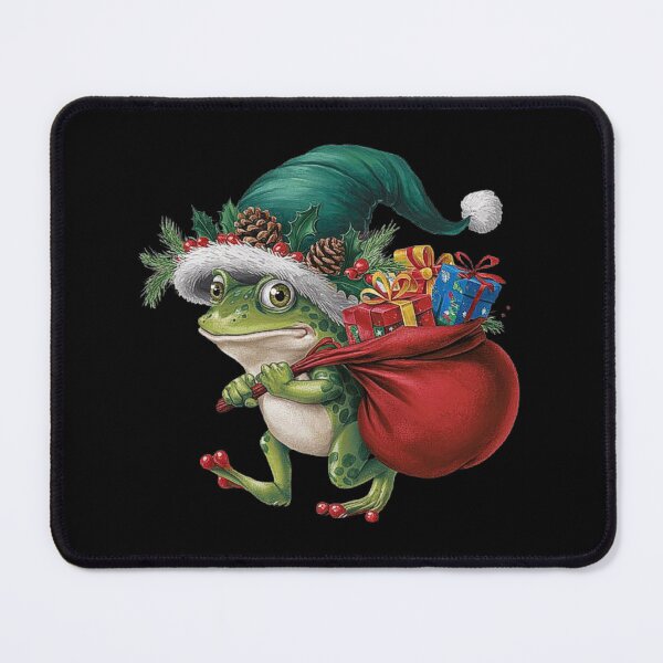 Item preview, Festive Frog with Santa Hat and Christmas Gifts - Holiday Frog Art designed and sold by love3617.