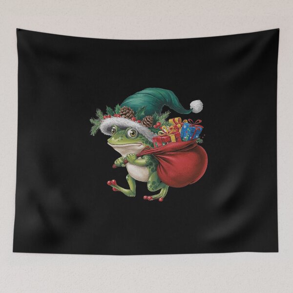 Item preview, Festive Frog with Santa Hat and Christmas Gifts - Holiday Frog Art designed and sold by love3617.