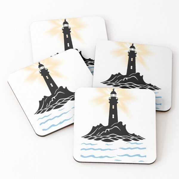 Item preview, a lighthouse shining brightly in the sky among the sea waves designed and sold by Periush.
