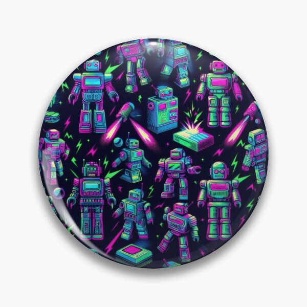 Item preview,  Retro Robots pattern 90s arcade designed and sold by Expressions-Sel.