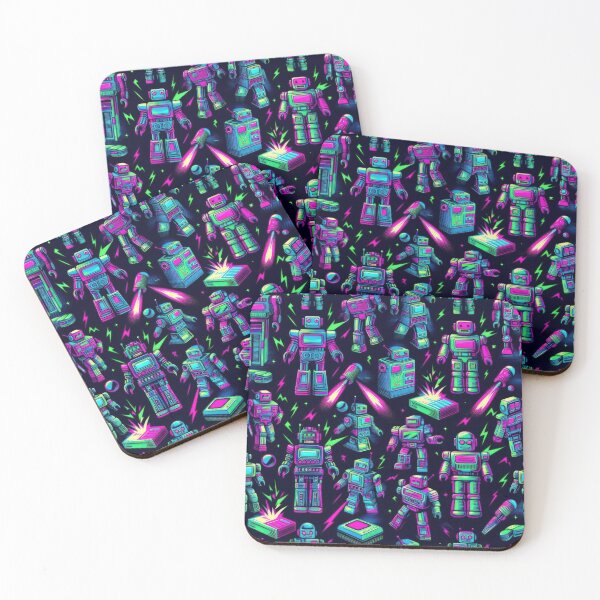 Item preview,  Retro Robots pattern 90s arcade designed and sold by Expressions-Sel.