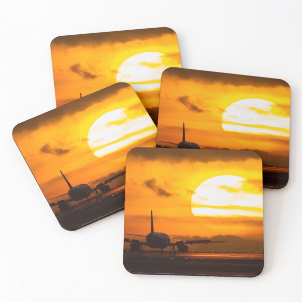 Item preview, Airbus landing in the evening sun designed and sold by manuspotter.