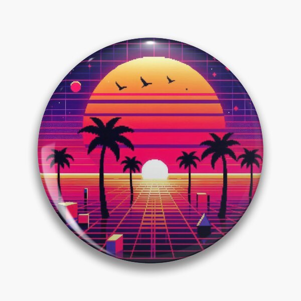 Item preview, Retro Sunset with palms pattern 90s arcade designed and sold by Expressions-Sel.