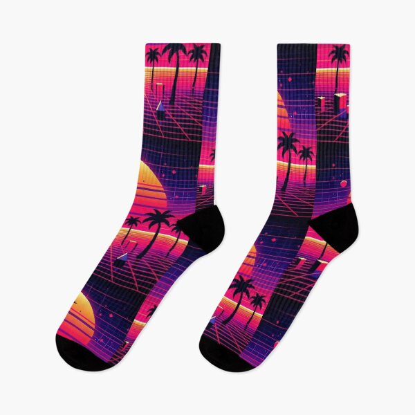 Item preview, Retro Sunset with palms pattern 90s arcade designed and sold by Expressions-Sel.
