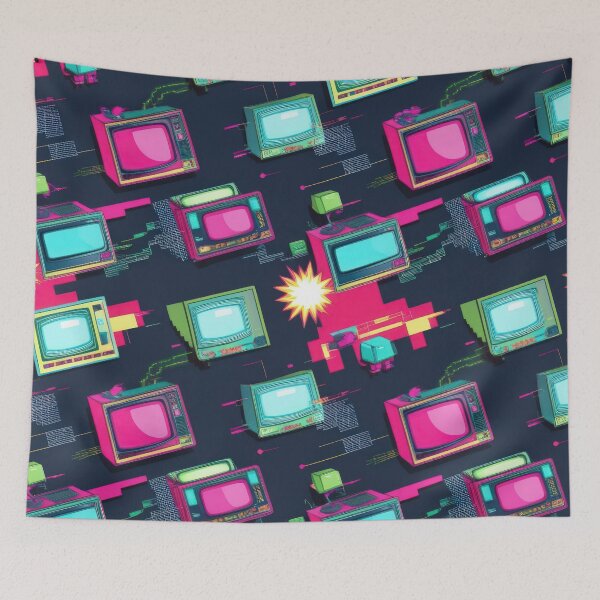 Item preview, Retro TVs pattern 90s arcade designed and sold by Expressions-Sel.