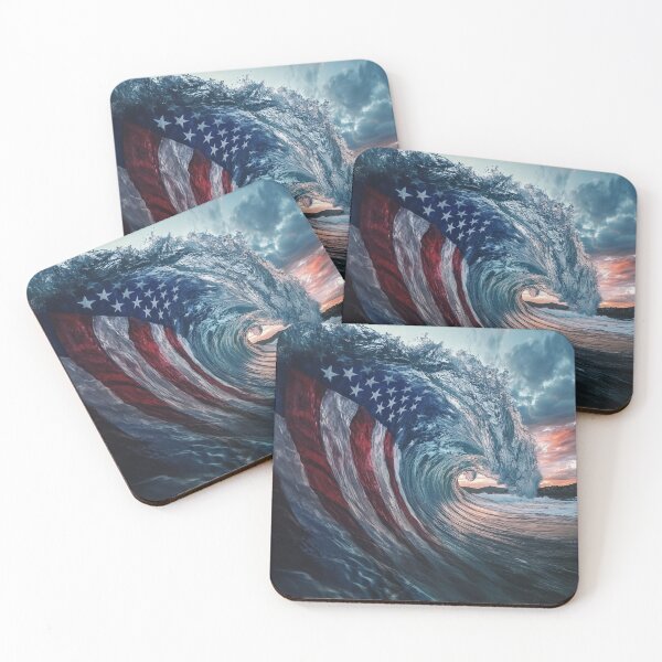 Item preview, Beach wave patriotic american flag print designed and sold by dcrc.