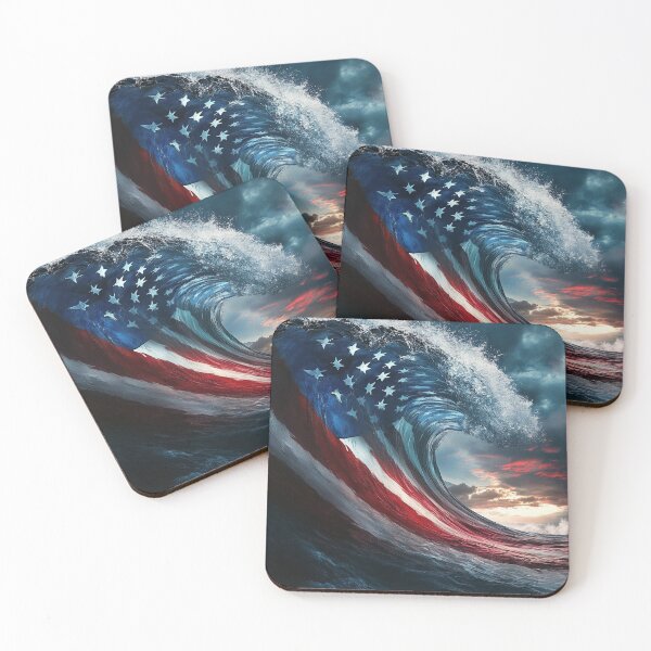 Item preview, Beach wave patriotic american flag print designed and sold by dcrc.