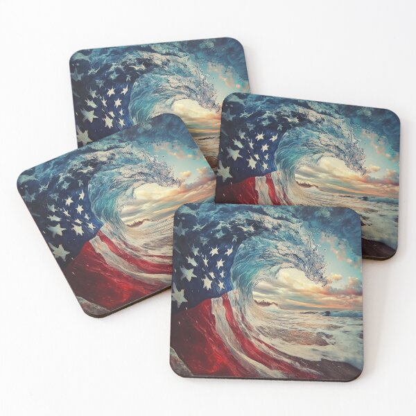 Item preview, beach wave patriotic american flag print designed and sold by dcrc.