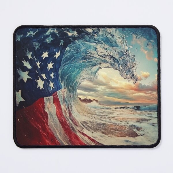 Item preview, beach wave patriotic american flag print designed and sold by dcrc.