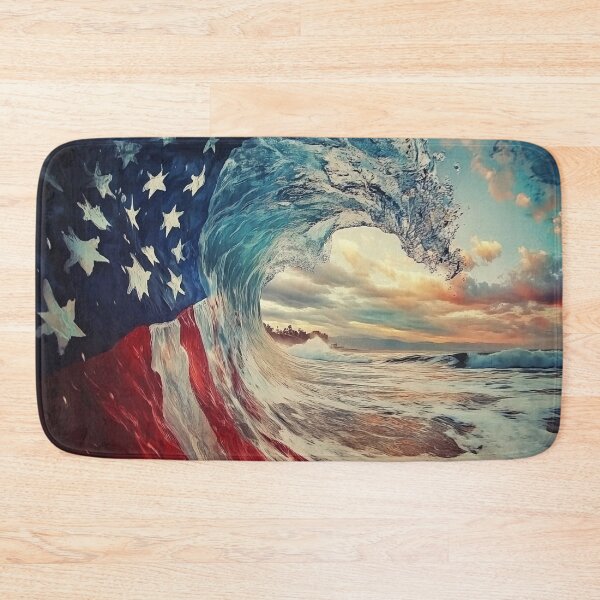Item preview, beach wave patriotic american flag print designed and sold by dcrc.