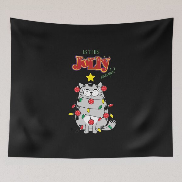 Item preview, Is This Jolly Enough Funny Cat Chrismas Lights T-shirt Christmas Present Idea Accesories designed and sold by MarlenaMadlen.