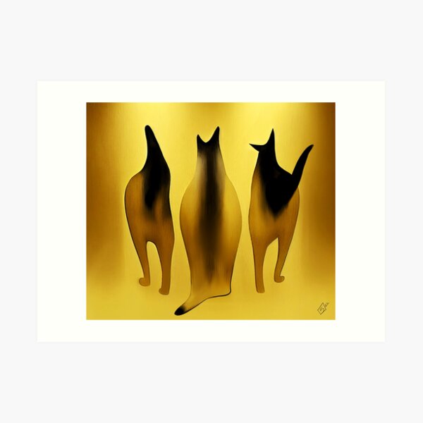The Cat’s Behind Black and Gold Leaf Art by iServalan for Tale Teller Club Music Art Print