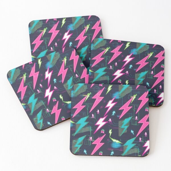 Item preview, Retro Neon Flashes Playing pattern 90s arcade designed and sold by Expressions-Sel.