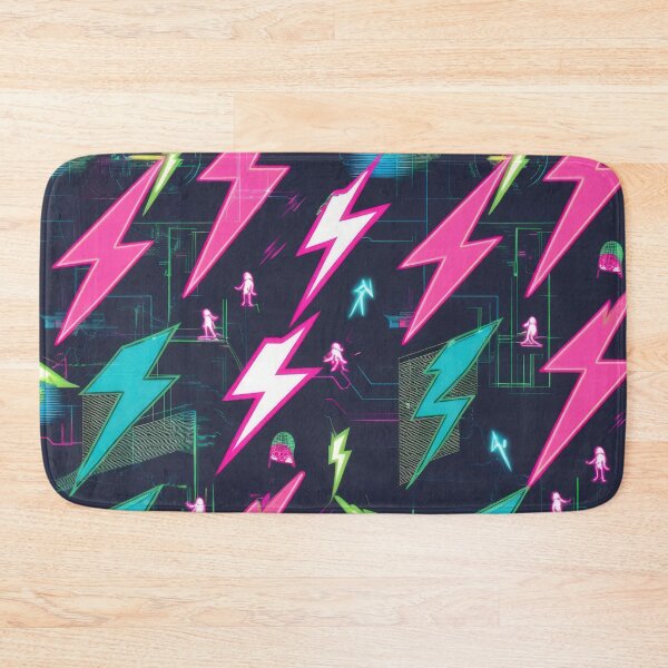 Item preview, Retro Neon Flashes Playing pattern 90s arcade designed and sold by Expressions-Sel.