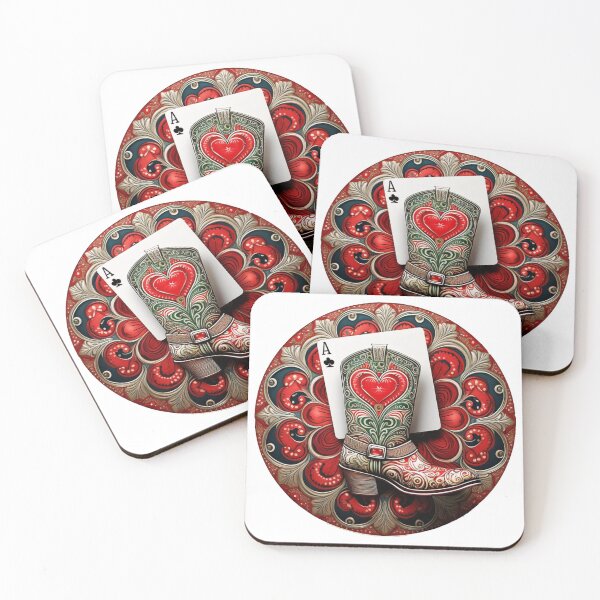 Item preview, Glamorous Red and Green Cowboy Boot with Hearts – A Unique and Stylish Western-Inspired Design for Country Fashion Lovers and Trendsetters designed and sold by Negative Vibes Only.