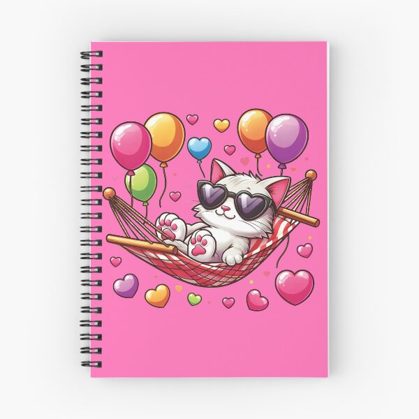 Item preview, Cute cat on a hammock with hearts and balloons, party cat designed and sold by Thomas Marr.