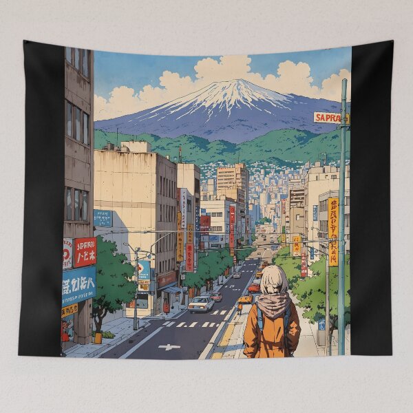 Item preview, Retro Anime Girl in Sapporo Japan 80s Vintage Travel designed and sold by Retro-Anime9.