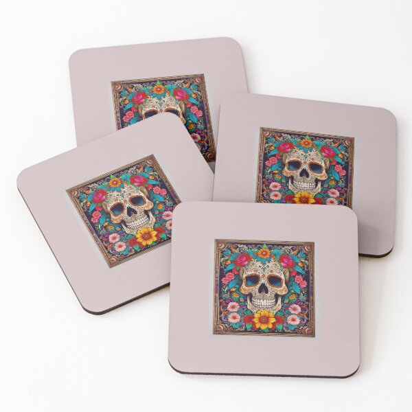 Aperçu de l'œuvre Crâne floral coloré avec un design complexe inspiré du Jour des Morts créée et vendue par ANIARTONLINE.