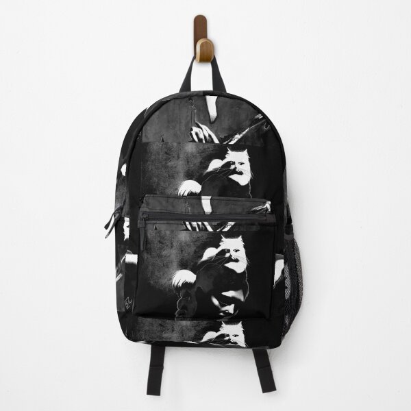 Cat on my Head Monochrome by iServalan for Tale Teller Club Music  Backpack