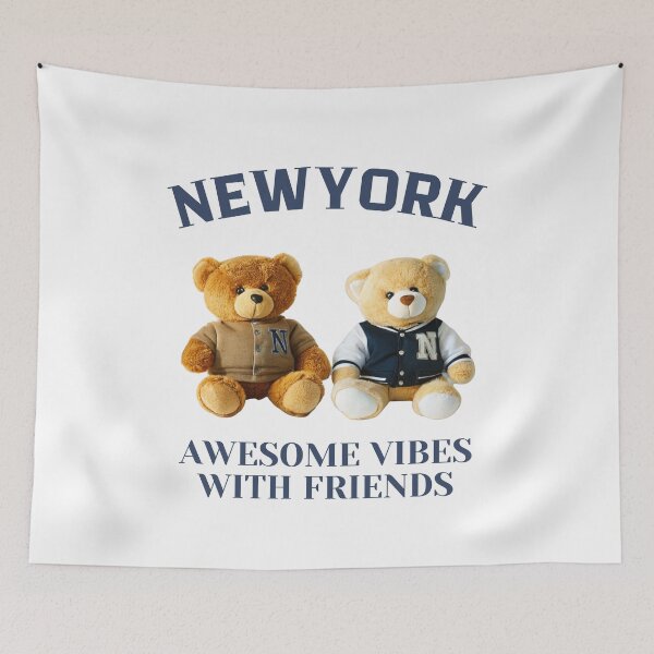 Item preview, Two Cool Teddy Bears in New York College Jackets | Fun Vibes with Friends Design designed and sold by Colorful-Garden.