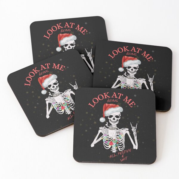 Item preview, Funny Christmas Festive Skeletoon With Santa Hat Xmas Cristmas Lights Idea T-shirt accesories designed and sold by MarlenaMadlen.