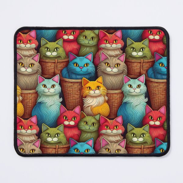 Item preview, Cozy Kittens: A heartwarming pattern with cartoon kittens in cozy baskets, designed and sold by Grang Art Artistic Designs.