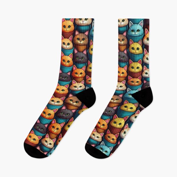Item preview, Basket Case: A playful pattern featuring cartoon cats of all shapes and sizes, snuggled together in colorful baskets. designed and sold by Grang Art Artistic Designs.