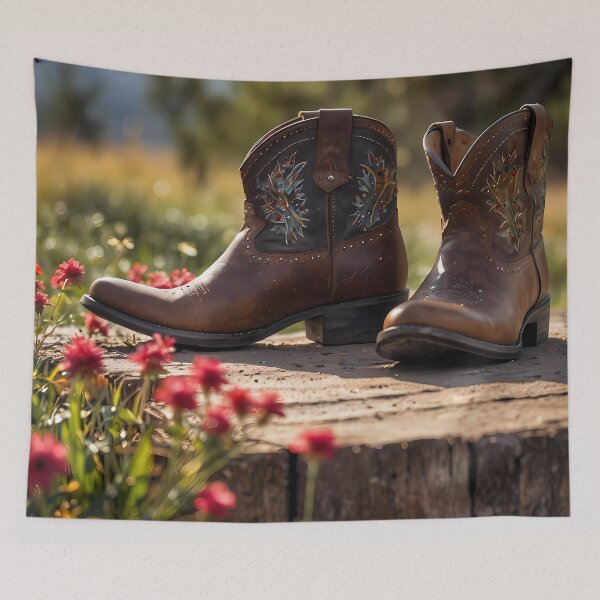Item preview, Western Boots on a Rustic Log in a Sunlit Field designed and sold by Vitalka-uk.