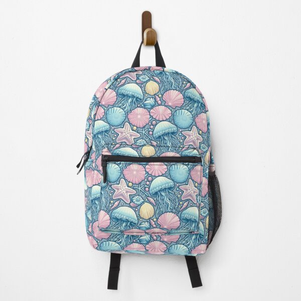 Item preview, Sea Life pattern Blue, fish, starfish, jellyfish, shells designed and sold by SaltySurfgirl.