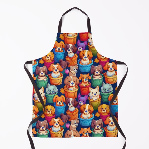 Item preview, Puppy Power: A playful pattern featuring cartoon puppies of all shapes and sizes, snuggled together in colorful baskets. designed and sold by Grang Art Artistic Designs.