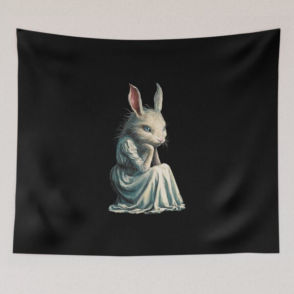 Item preview, Fantasy Blue-Eyed Rabbit Art - Whimsical Animal Illustration designed and sold by love3617.
