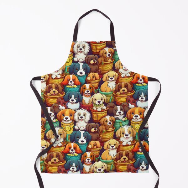 Item preview, Puppy Paradise: A playful pattern featuring cartoon puppies of all shapes and sizes, snuggled together in colorful baskets. designed and sold by Grang Art Artistic Designs.