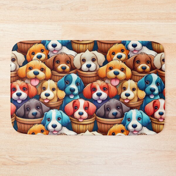 Item preview, Doggy Heaven: A playful pattern featuring cartoon puppies of all shapes and sizes, snuggled together in colorful baskets. designed and sold by Grang Art Artistic Designs.