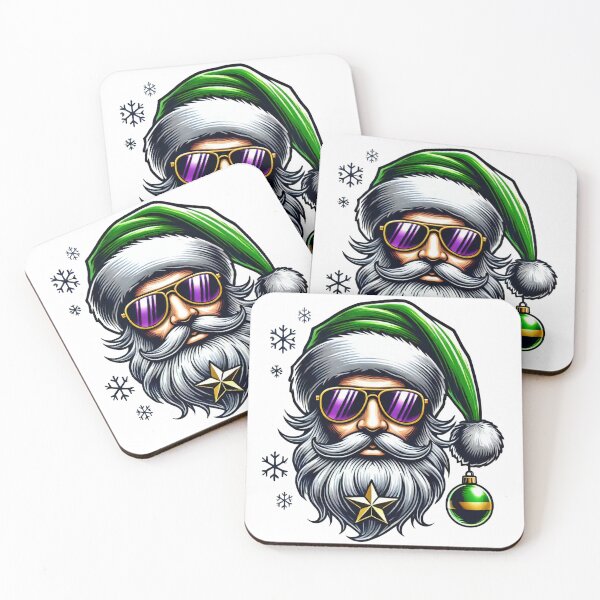 Item preview, Cool Santa in Green with Shades and Star Ornament designed and sold by lubushop1.