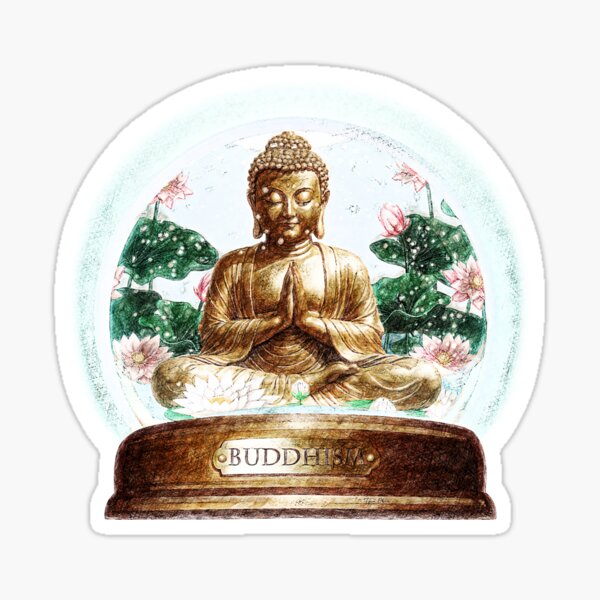 Item preview, buddha statue snow globe designed and sold by Hen-C-Art.