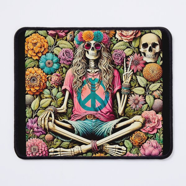 Item preview, Flower and Skeleton in Hippie Style with Peace Sign designed and sold by ANIARTONLINE.