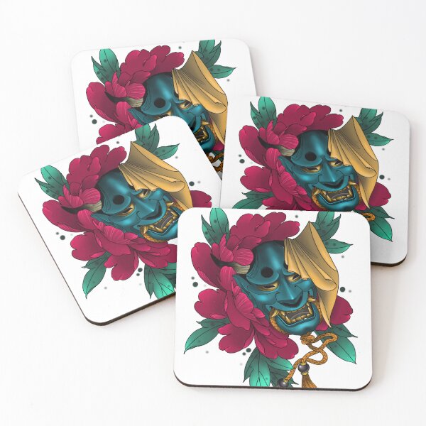 Item preview, Hannya mask and peony flower designed and sold by XenijaWo.