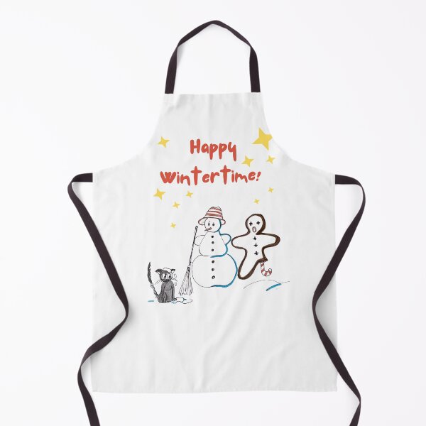 Item preview, Happy wintertime, naive art with snowman, black cat and gingerbread man designed and sold by coloursforkids.