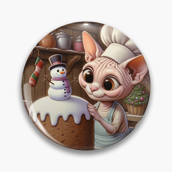 Item preview, Christmas sphynx cat decorating Christmas cake designed and sold by BritishDelights.