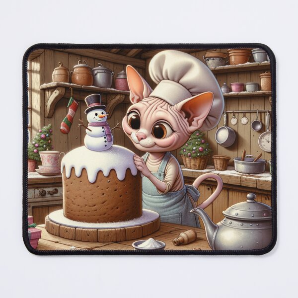 Item preview, Christmas sphynx cat decorating Christmas cake designed and sold by BritishDelights.